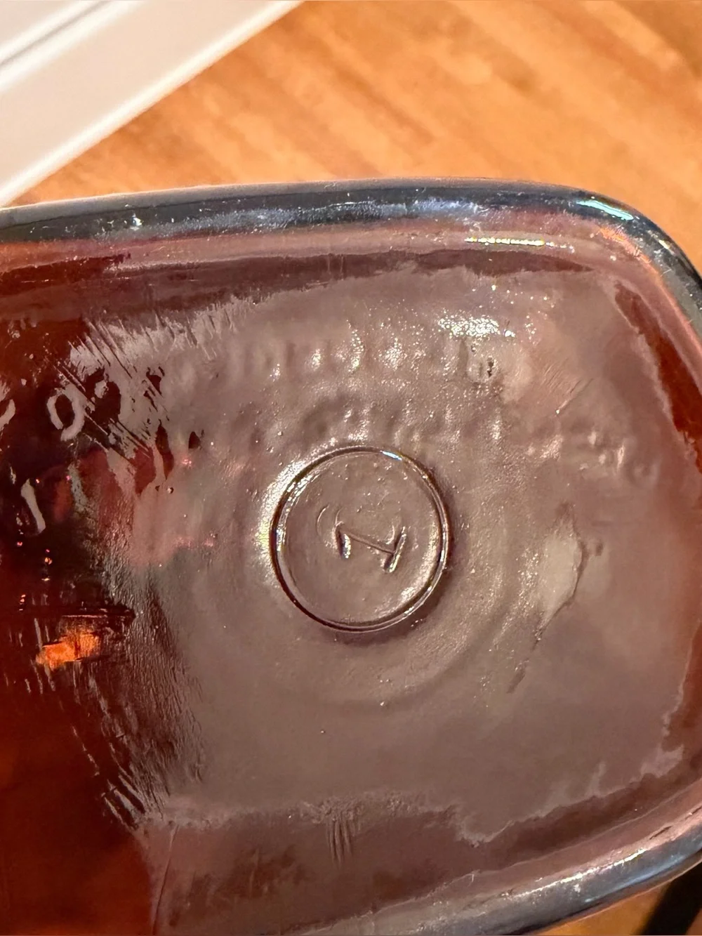 Vintage Gail Borden Amber Glass Half Gallon Milk Bottle 2 Quart 1950s Pyro Rare